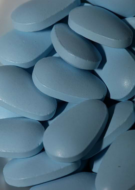 Blue pharmaceutical pills