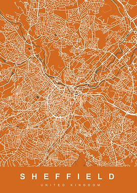 SHEFFIELD map UK Orange