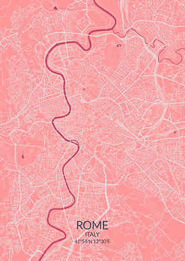 Rome Pink Rose Map
