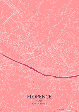 Florence Pink Rose Map