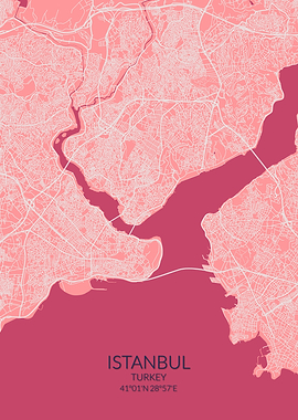 Istanbul Pink Rose Map
