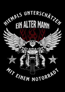 Old man with a motorcycle