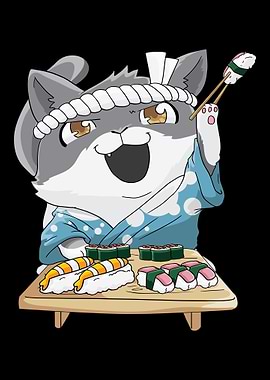 Cat Sushi Anime Kawaii