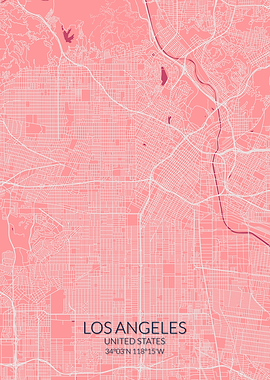 Los Angeles Pink Rose Map