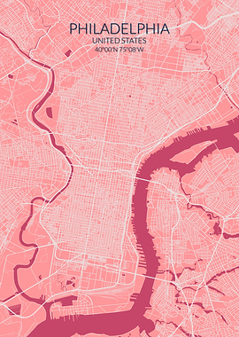 Philadelphia Pink Rose Map