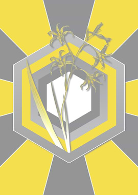 Gray and Yellow Floral Art