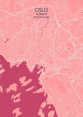 Oslo Pink Rose Map