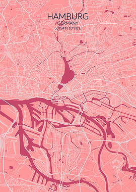 Hamburg Pink Rose Map