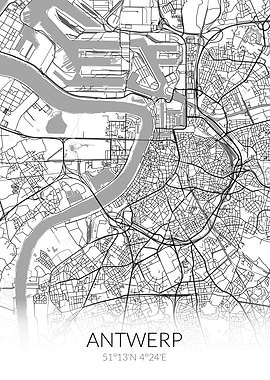 Antwerp City Map White