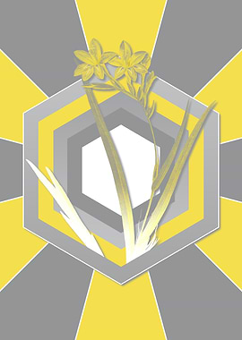 Gray and Yellow Floral Art