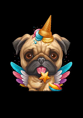 Pug Ice Cream Unicorn