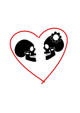 Skull icon wedding couple
