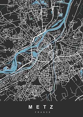 METZ map France Black