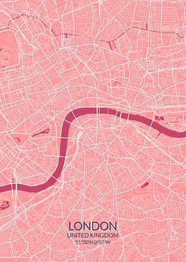 London Pink Rose Map