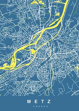 METZ map France Blue