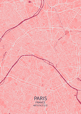 Paris Pink Rose Map