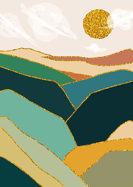 Gold Abstract Mountains