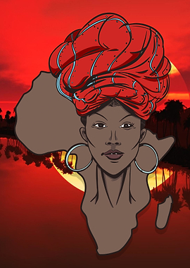 Black woman Africa Map