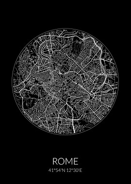 Rome City Map Black