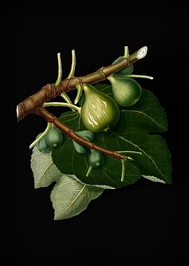 Vintage Fig Fruit on Black