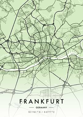 Frankfurt City Map Green