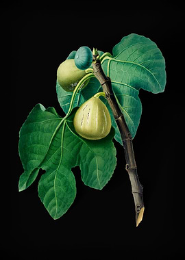 Vintage Fig Fruit on Black
