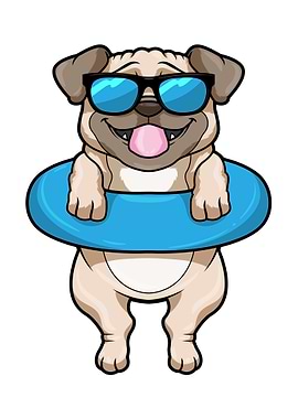 Pug Swimming Swim ring