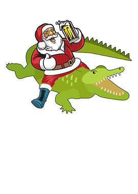 Santa Sitting On Crocodile