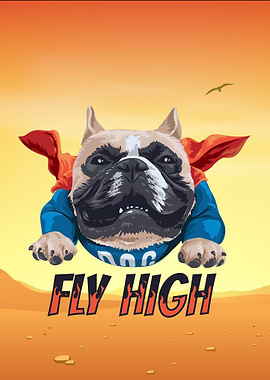 funny Pug Fly High
