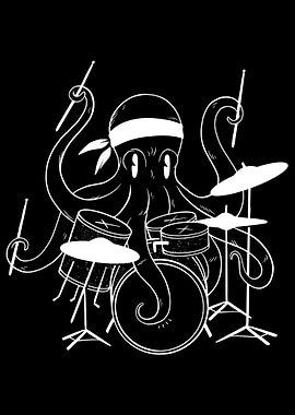 Octopus with Drum Set Musi