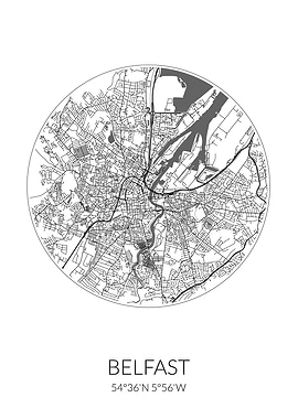 Belfast City Map White