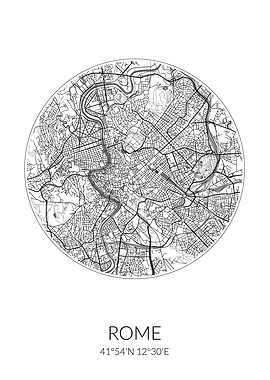 Rome City Map White