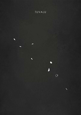 Silver Tuvalu Islands Map