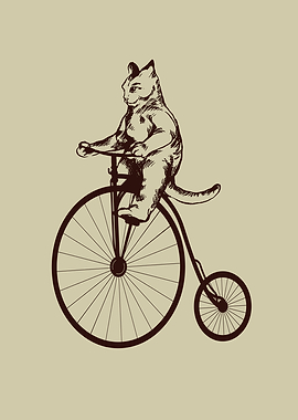 VINTAGE CAT ON BIKE