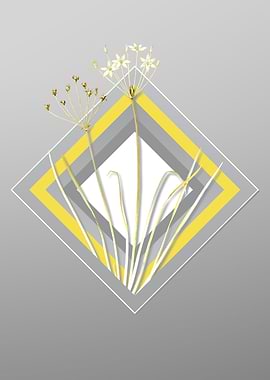 Gray and Yellow Allium Art