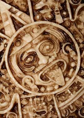 Aztec sun stone close up