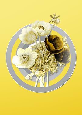 Grey and Yellow Flower Art