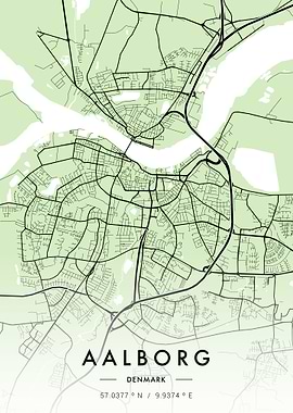 Aalborg City Map Green