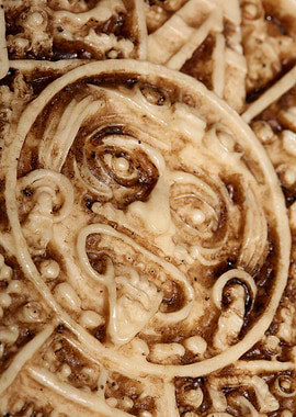 Aztec sun stone close up