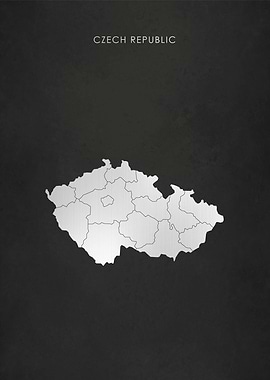 Silver Czech Republic Map