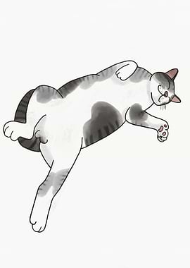 Sleeping cat painting