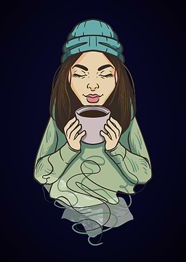 Cozy Girl drinking Coffee