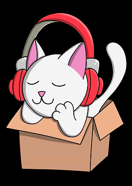 Headphone Cat in Box