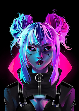 Neon Bun Girl