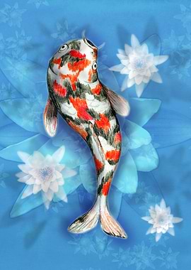 Koi carp with lotus