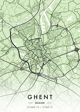 Ghent City Map Green
