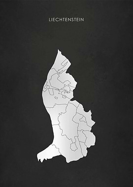 Silver Liechtenstein Map