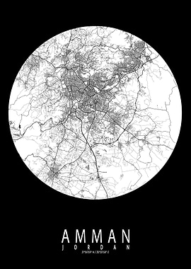 Amman City Map Full Moon