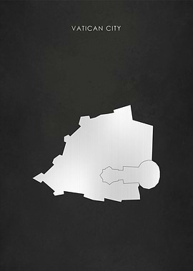 Silver Vatican City Map