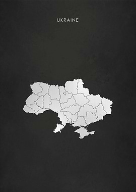 Silver Ukraine Map